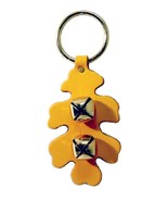 YELLOW OAK LEAF DOOR CHIME - Leather with Sleigh Bells - Amish Handmade ... - £19.93 GBP