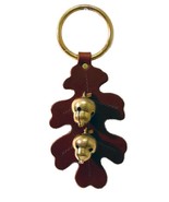 BROWN OAK LEAF DOOR CHIME - Handmade Stitched Leather &amp; Solid Brass Acor... - £23.92 GBP