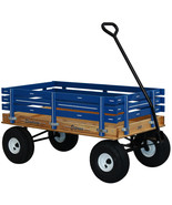 AMISH HEAVY DUTY WAGON 40x22 Bed Solid Quality Wood Garden Cart - BLUE - £288.65 GBP