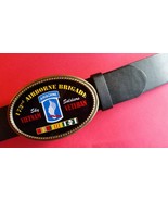 Vietnam Veteran 173rd AIRBORNE BRIGADE  Epoxy Buckle &amp; Black Bonded Leat... - $22.72