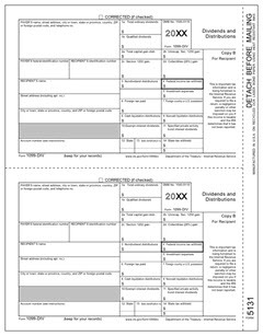 IRS Approved 1099-DIV Copy B Tax Form - $14.50+