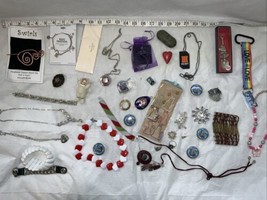 JUNK DRAWER LOT MISC OLD JEWELRY Stuff Lot for Crafts Or Resell Repair Etc - $39.59