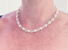 Vintage Estate Jewelry Pearl &amp; Crystal Choker Necklace 1940S - $34.75