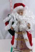 Vintage Multicolor Fiber Optic Lighted Santa Clause Decoration Tree Topper 12&quot; - £14.79 GBP