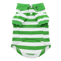 Striped Greenery and White 100% Cotton Polo Shirt -Sizes XS-3XL  - $380.59 MXN
