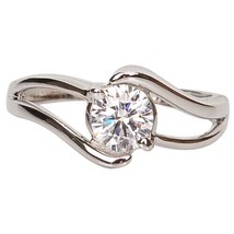 0.50CT Real Moissanite Solitaire Swirl Engagement Ring 14K White Gold Plated - £117.11 GBP