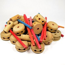 Tinkertoys Lot 46 Pieces Wheels Dowels Connectors Vintage Wooden Block T... - $368.03 MXN