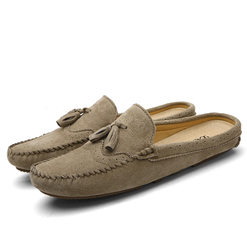 Half Slipper Men Loafers Luxury Suede Shoes Men Slippers Italian Fashion... - $49.73