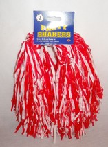 New Beistle Football Cheerleader Party Shaker Pom Pom 2pc Red White - £5.06 GBP