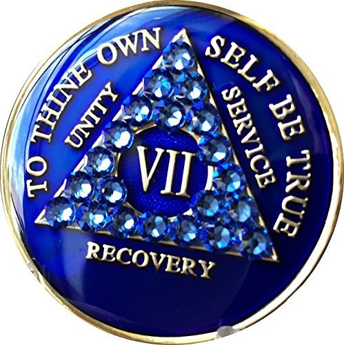 7 Year AA Medallion Sapphire Blue Crystal Tri-Plate Chip VII