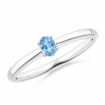 ANGARA 4x3mm Natural Solitaire Aquamarine Promise Ring in Sterling Silver - £146.97 GBP+