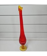 Vtg Fenton Glass Swung Vase Thumbprint Colonial Orange Amberina 18” MCM ... - $1,880.79 MXN