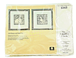 Creative Circle Embroidery Kit 1343 Bunny and Duck Pair Lace Net Darning - £14.84 GBP