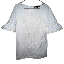 Cynthia Steffe White Floral Embroidered Bell Short Sleeves Tunic Dress S... - $45.00