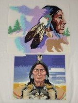 Crazy Horse Indian Chief Needlepoint Set Finished Sioux Portrait South W... - $24.95