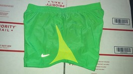 Nike TEMPO Women&#39;s Running Shorts Sz S GREEN YELLOW TRIM Design - £20.07 GBP