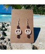 Handmade By Donovan White Peace Earrings Boho Bead Dangle Artisan Beach ... - £11.18 GBP