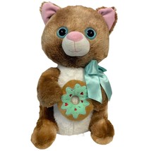 Inter American Plush Cat Pink Nose Donut Big Eyes Stuffed Toy 18&quot; - £12.40 GBP