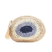 Bohemian Round Straw Bag Raffia Rattan Woven Women Shoulder Bags Handmade Tassel - £18.88 GBP
