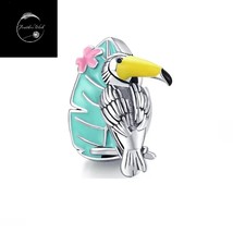 Genuine Sterling Silver 925 Toucan Bird Animal Bead Charm For Bracelets &amp; Enamel - £16.85 GBP