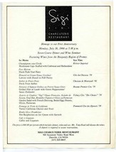 Sigi Charcuterie Restaurant 7 Course Dinner Menu Danville California 1984 Wine  - $18.81