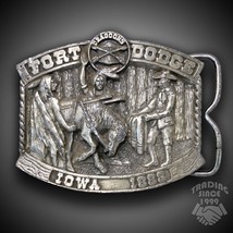 Vintage Belt Buckle Fort Dodge Dragoons Iowa 1983 Embossed Serial #199 USA Made - £26.36 GBP