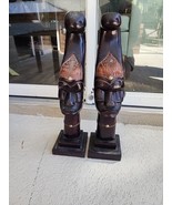 Vintage Antique African hand carved Head Solid Wood Tribal 17&quot; Statue Se... - €64,68 EUR