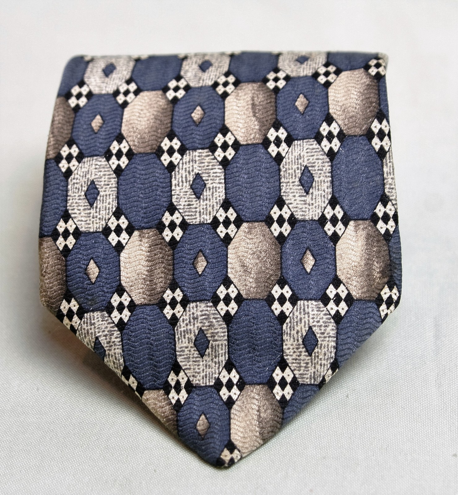 Sterling &amp; Hunt Multi Color Geometric  Blue Beige Mens Necktie - $6.80