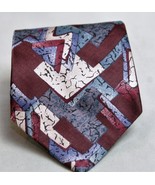 Arrow 100% Silk Men&#39;s Necktie Tie Abstract Design Blues Burgundy White  - £5.43 GBP