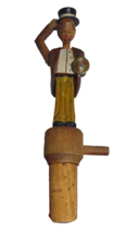 ANRI Mechanical Standing Groom Twist Dial Bottle Stopper Wood Hand Carved Puppet - £260.49 GBP