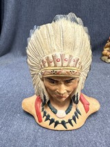 Vintage 1970’s Chalkware Native American Indian Chief Bust 5” tall - £25.79 GBP
