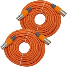 2 Orange Premium 50 Ft Foot Xlr 3 Pin Microphone Male To Female Extension Cable - £46.29 GBP