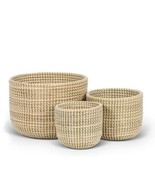 Natural Seagrass Deep Basket Planters Set of 3 Rustic 6-11&quot;  Deep Storag... - £54.50 GBP