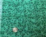 Cotton Fabric 1/3 Yard Turquoise Green with Gold Stars and Vines All Over - $13.97