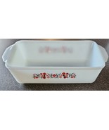 Vintage 1960s Fire King Primrose Pink &amp; Red Flower ~ 1 Qt Casserole Loaf... - €34,37 EUR