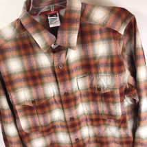 Vintage The North Face Men’s Plaid Button Down Long Sleeve Shirt Orange M 90s - £19.73 GBP