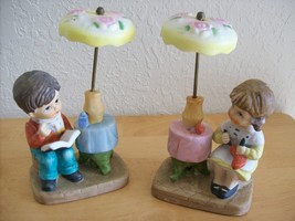 Vintage Ceramic Girl &amp; Boy with Umbrellas Figurines - £23.98 GBP