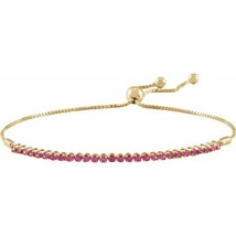 Authenticity Guarantee 
14K Yellow Gold Ruby Adjustable Bolo Bracelet - £872.53 GBP