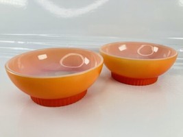 2 Fire King Small Dessert Cereal Bowls Ribbed Footed Orange Fade MCM 5 i... - $22.49
