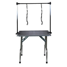 FOLDING PET GROOMING TABLE STAINLESS LEGS AND ARMS BLACK - $126.19