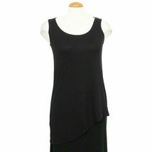 Eileen Fisher Black Lightweight Viscose Jersey Angled Hem Shell Tank Top Pp - £56.48 GBP