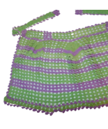 Vintage Crocheted Half Apron Purple &amp; Green Yarn so CUTE! - £15.48 GBP