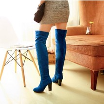 Sexy Round Toe Over The Knee Suede Square High Heel Autumn / Winter Boots ! - $250.00