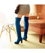 Sexy Round Toe Over The Knee Suede Square High Heel Autumn / Winter Boots ! - $4,640.41 MXN