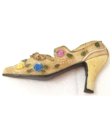 Floral Fashion High Heel Shoe Fridge Magnet Cream Color Vintage - £8.77 GBP