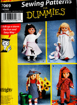 18&quot; Doll Sewing 4 Dummies Pattern American Girl Simplicity 7069 Uncut Mint Oop - £10.96 GBP