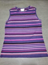Designer originals purple sleeveless striped small tank top - £5.17 GBP