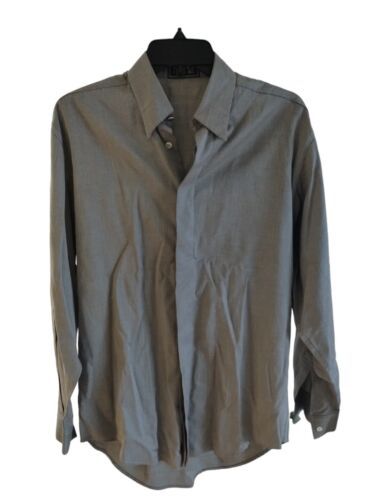 Primary image for Versace Mens Dress Gray Shirt-Versace Classic V2-Size 15.5/39-Authentic Button