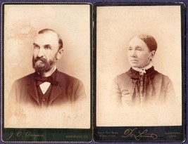 Charles W. &amp; Emily P. Manwaring (2) Cabinet Photos - Connecticut - £27.81 GBP