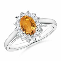 ANGARA Princess Diana Inspired Citrine Ring with Diamond Halo in 14K Gold - £742.39 GBP